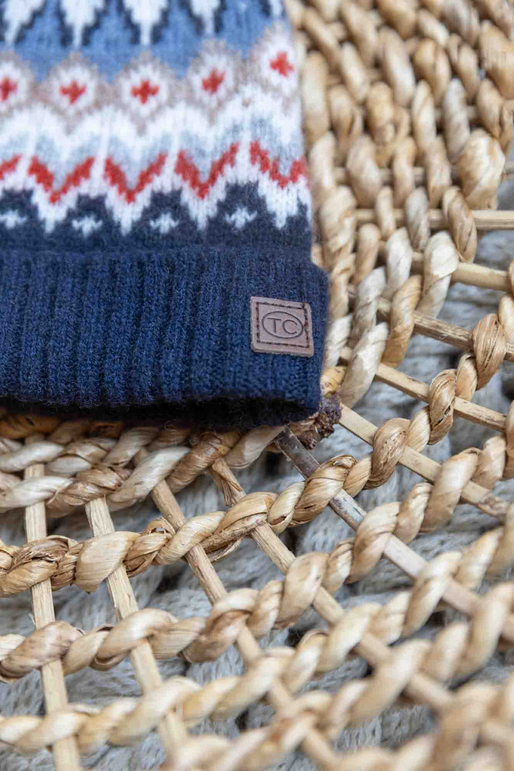 Bonnet - Navy Wol En jacquard