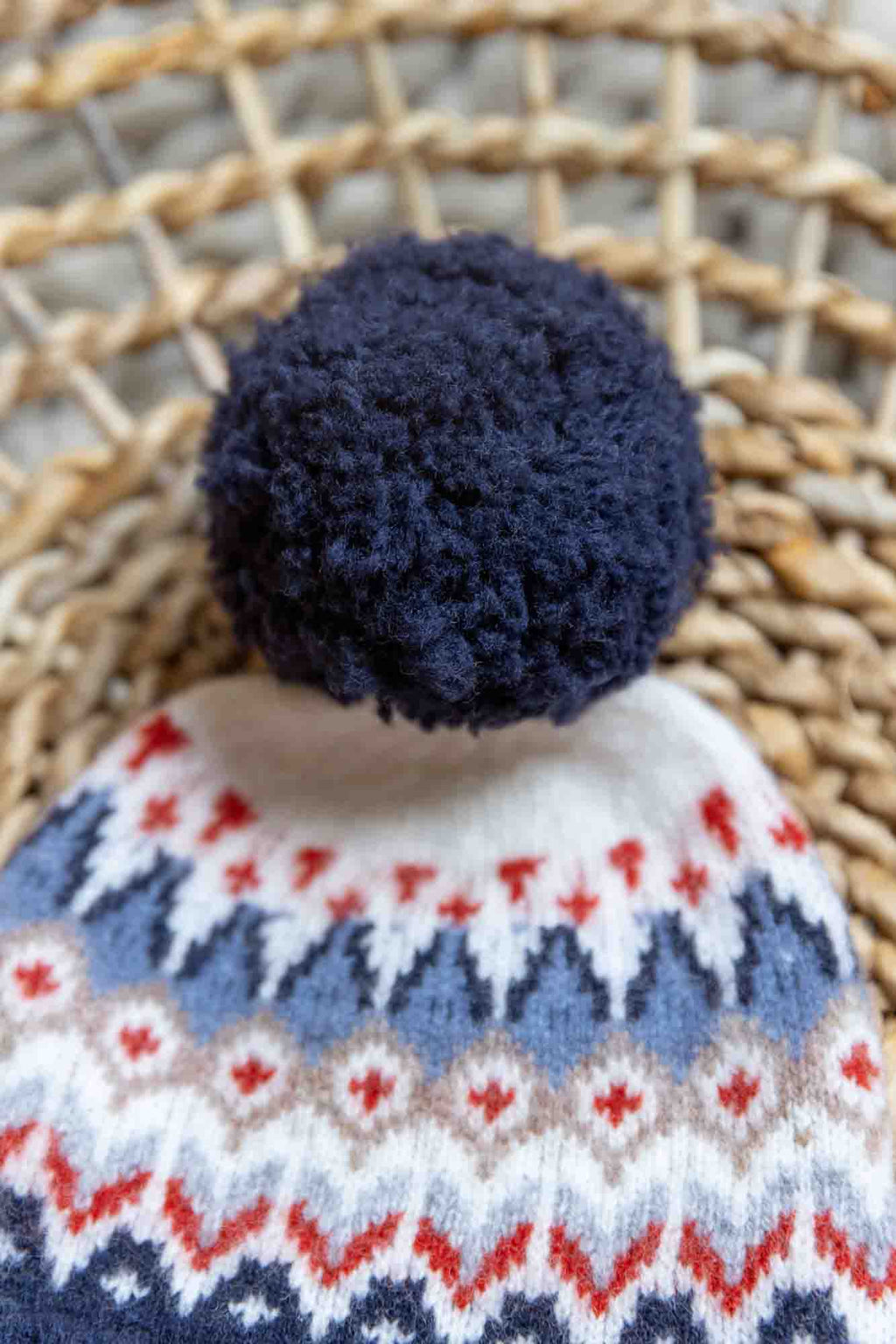 Bonnet - Navy Wol En jacquard