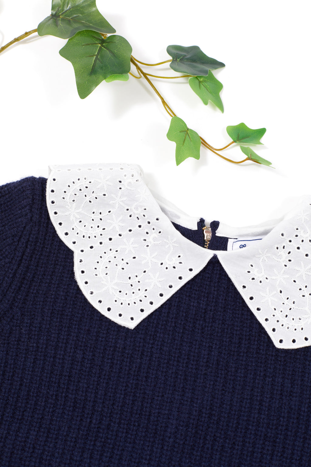 Sweater - Navy Wool Peter pan collar