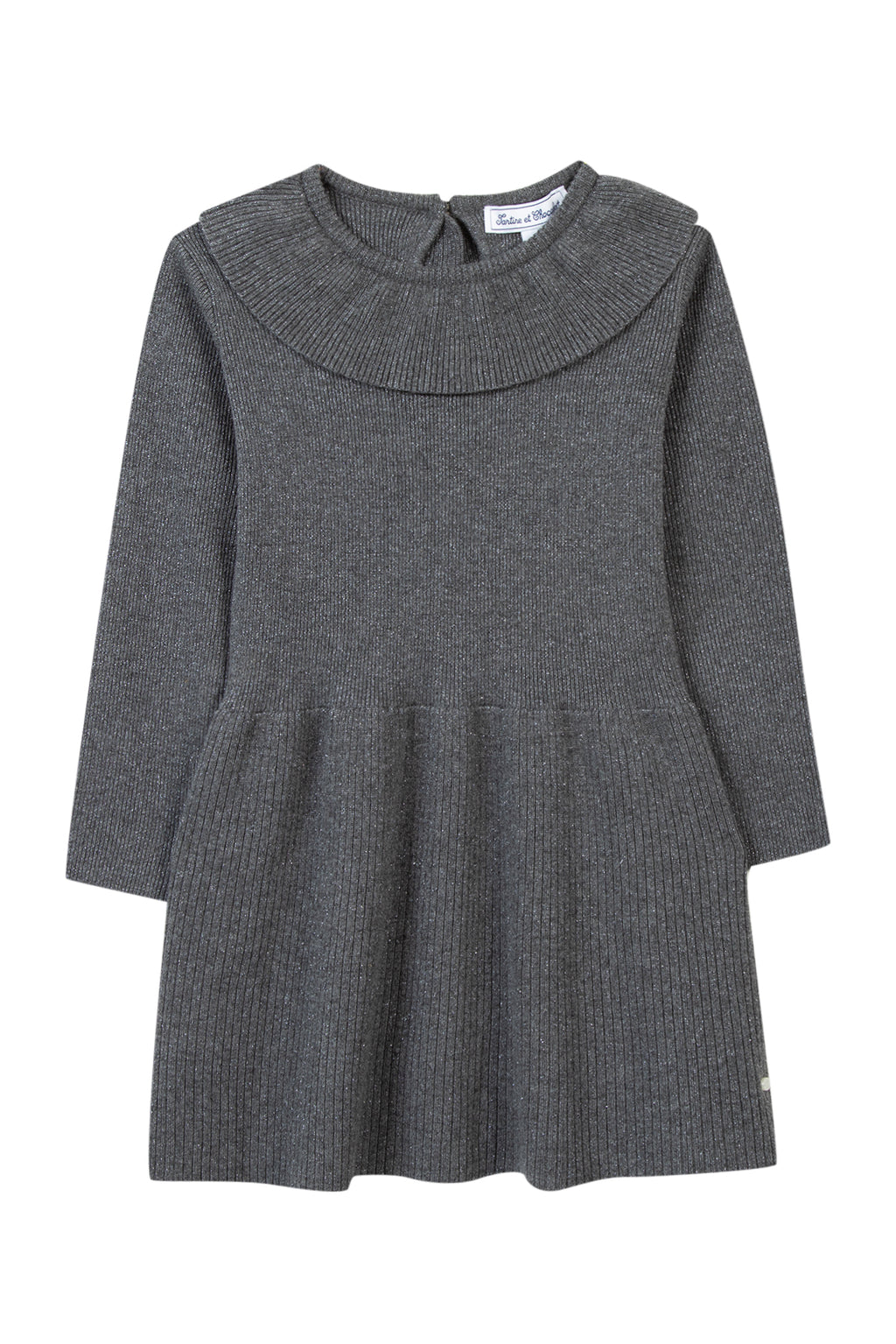 Robe - Gris chiné laine plissée