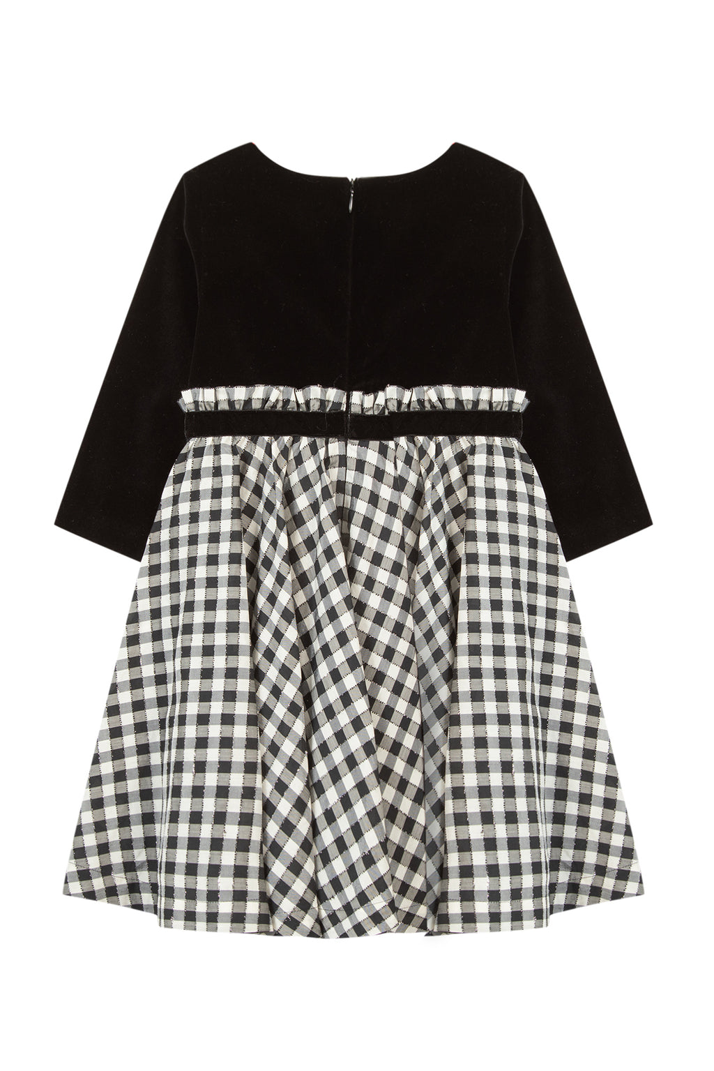 Dress - Black Velvet Two-tone gingham